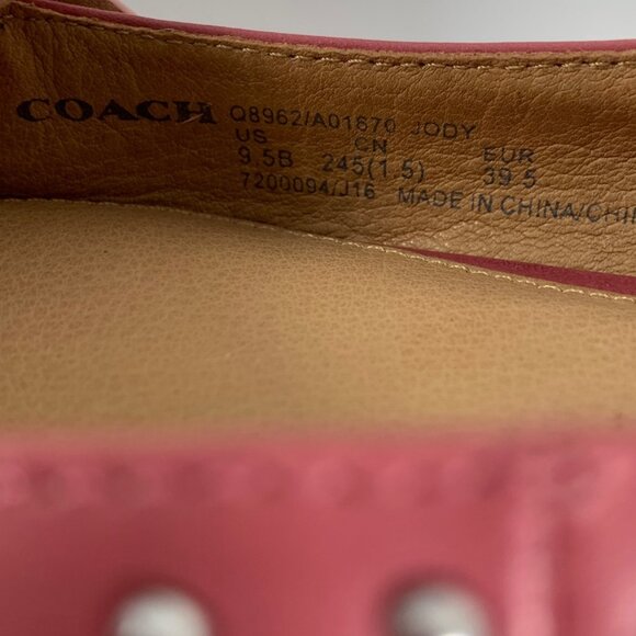 COACH Jody Pink Leather Studded Pointed Toe Flats Ankle Strap Women’s Size 9.5B - Picture 7 of 9